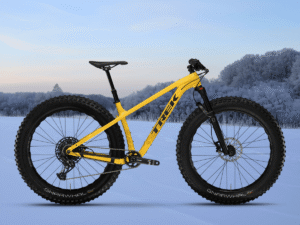 rower w zimowym krajobrazie